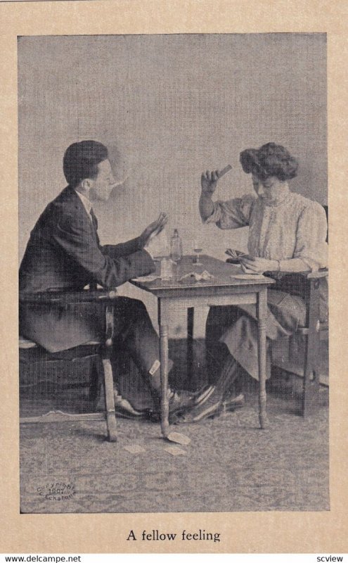 1900-1910's; Couple Playing Cards