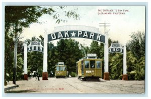 c1910 The Entrance To Oak Park Arch Sacramento California CA Antique Postcard 