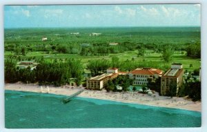 NASSAU, BAHAMAS ~ Aerial View AMBASSADOR BEACH HOTEL Golf & Tennis Club Postcard