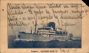 Cristobal Panama Aconcagua Steam Powered Ocean Liner c1925 Vintage Postcard