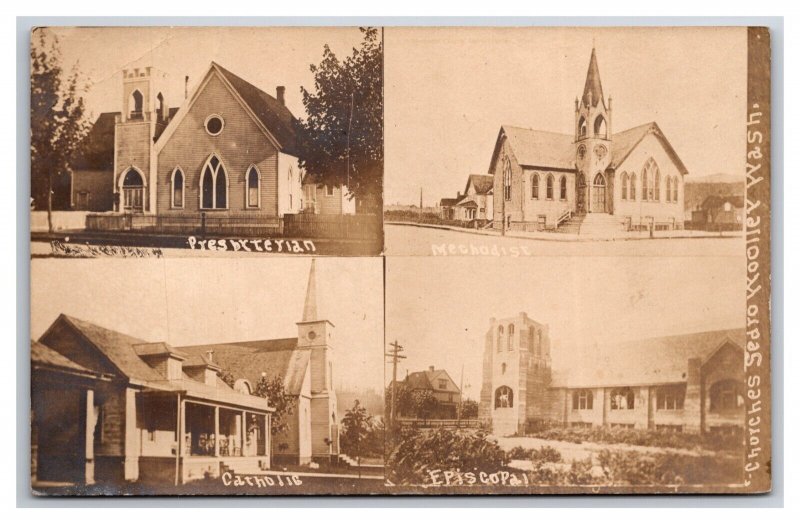 RPPC Multiview Churches Sedro Woolley Washington WA 1910 Postcard Y15