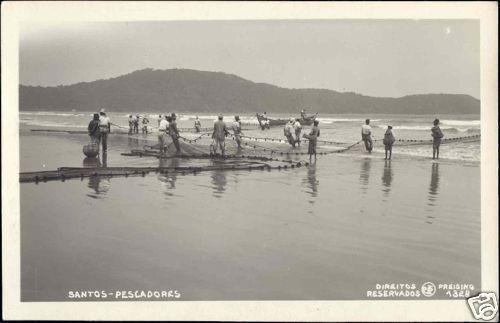 brazil, SANTOS, Pescadores, Fisher Fishermen (1930s) RPPC