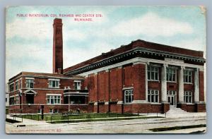 MILWAUKEE WI PUBLIC NATATORIUM cor. RICHARDS & CENTER STR. 1911 ANTIQUE POSTCARD