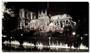 Paris Old Postcard Notre Dame at night