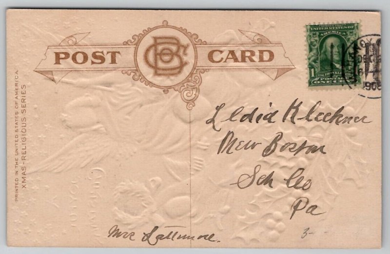 Joyful Christmas Angel And Cherubs 1908 Postcard H37