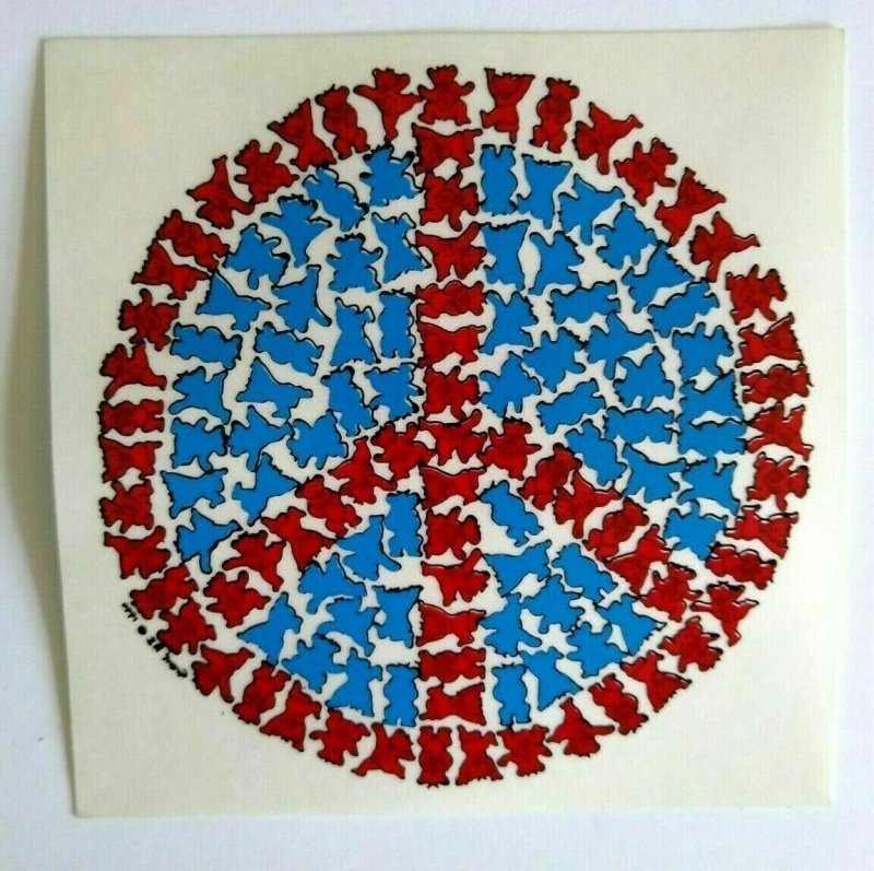 Grateful Dead Original Car Window Decal Dancing Red White Blue Bears Peace 1990 