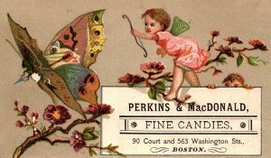 c1880 PERKINS & MacDONALD FINE CANDIES BOSTON MA VICTORIAN TRADE CARD Z1113