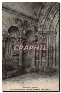 Postcard Old Correze Lagrauliere Sculpture of the main door of the Church lef...