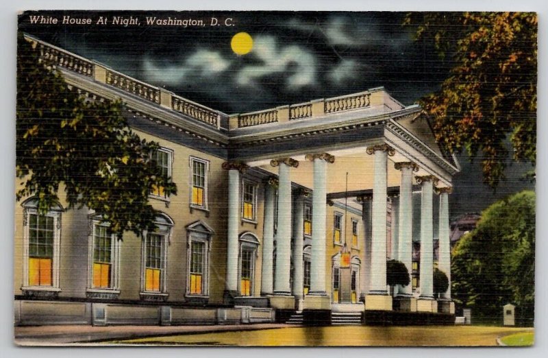 White House At Night District Of Columbia Washington DC Postcard N21
