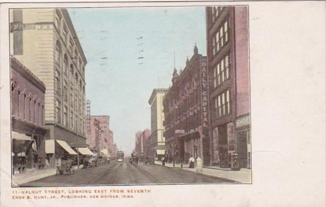 Iowa Des Moines Walnut Street Looking East 1907