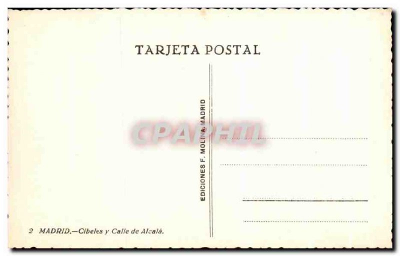 Old Postcard Madrid Cibeles y Calle Aleala