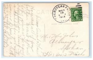 Postcard Broadway, Sheboygan Falls, Wisconsin WI 1914 RPPC H15