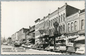 CANADA ORANGEVILLE ONT. BROADWAY STREET VINTAGE REAL PHOTO POSTCARD RPPC