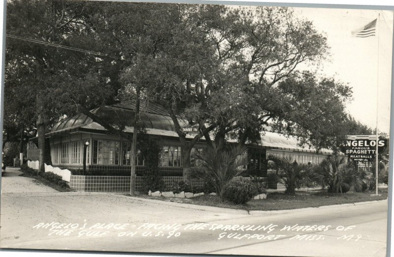 GULFPORT MS ANGELO'S PLACE RESTAURANT VINTAGE REAL PHOTO POSTCARD RPPC
