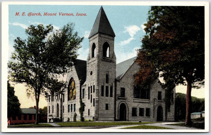 United Methodist Church Mount Vernon Iowa IA Religious Building Postcard