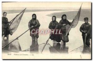 Old Postcard Fishermen Fishing shrimp