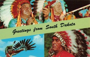 Postcard Native Americans Greetings South Dakota 