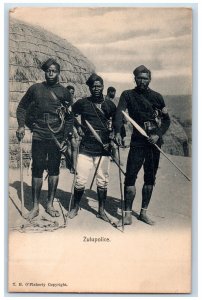 c1905 Native Natal Men Zulu Police O'Flaherty South Africa Tribe Postcard 