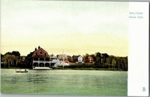 Tucks 5763 Waltham MA Canoe Club, View from Water Vintage Postcard A39