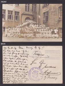 GERMANY 1915, Fieldpost card, Soldiers near the hospital, RPPC, WWI
