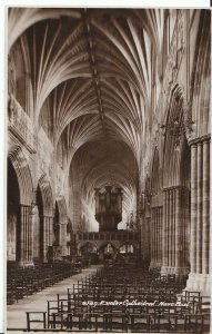 Devon Postcard - Exeter Cathedral - Nave East - Real Photograph U521