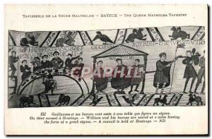 Old Postcard Queen Mathilde Bayeux Tapestry William and his barons are sittin...