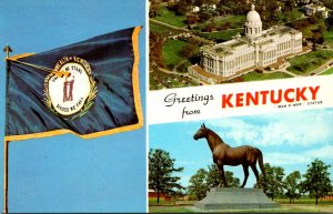 Kentucky Greetings With State Flag State Caapitol Building & Man O'...