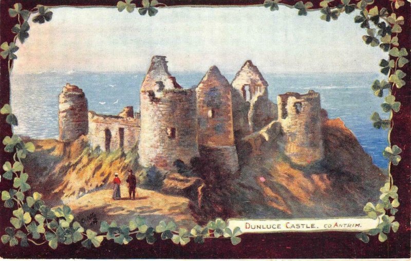 DUNLUCE CASTLE County Antrim, Ireland Tuck Oilette c1910s Vintage Postcard