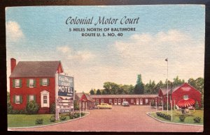 Vintage Postcard 1950's Colonial Motor Court, U.S. Route 40, Baltimore, MD