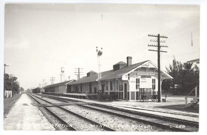 Boynton Beach FL Seaboard Railroad Station Train Depot RPPC Real Photo Postcard