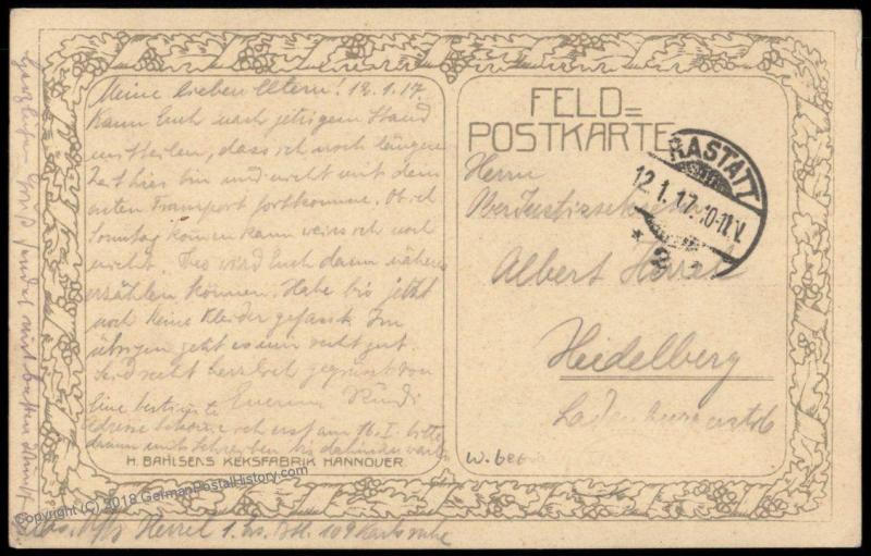 Germany 1917 Bahlsens Leibniz Keks Biscuit WWI Feldpost Artist W Georgi PP 82405