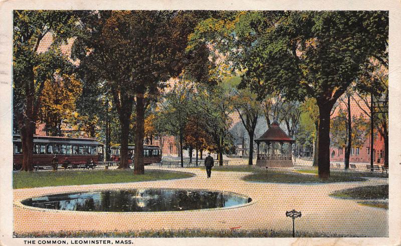 The Common, Leominster, Massachusetts, Early Postcard, Used in 1919