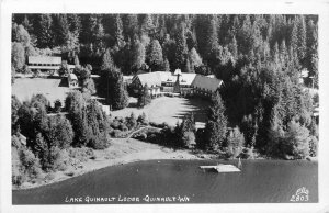Ellis Lake Quinault Lodge Washington 1940s RPPC Photo Postcard 11055