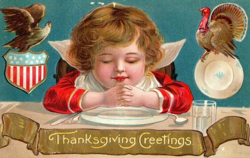 c.1910 Thanksgiving Greetings U.S. Shield Turkey Series No. 1 P164 