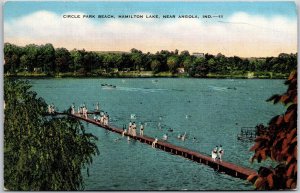 Circle Park Beach Hamilton Lake Near Angola Indiana Recreational Spot Postcard