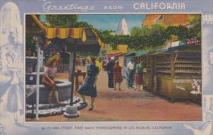 Greetings From California Los Angeles Olvera Street Blue Border