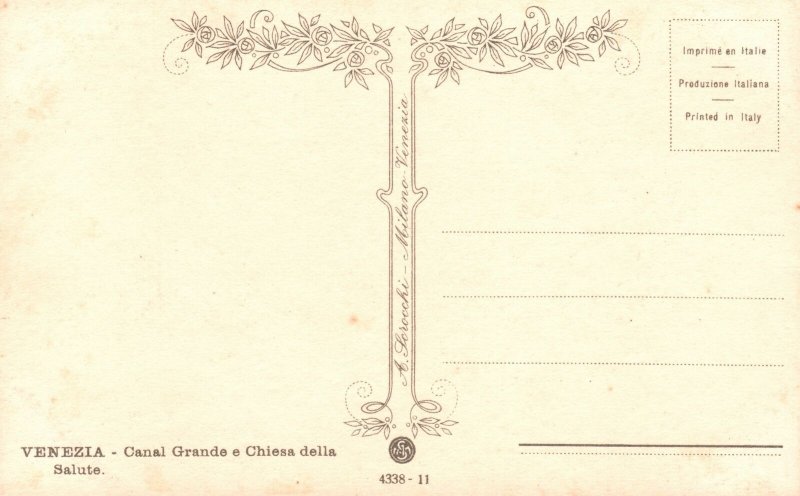 Postcard 1910's Venezia Canal Grande Chiesa Della Salute Venice Italy Artwork