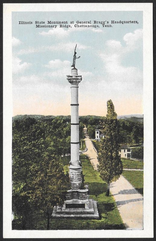 General Braggs HQ Illinois Monument Missionary Ridge Chattanooga TN Unused 1910s