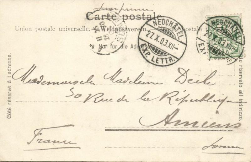 Suiza de Neuchatel, hotel des Postes et Hotel Bellevue, Bandera Postal (1903)
							
							mostrar tÃ­tulo original