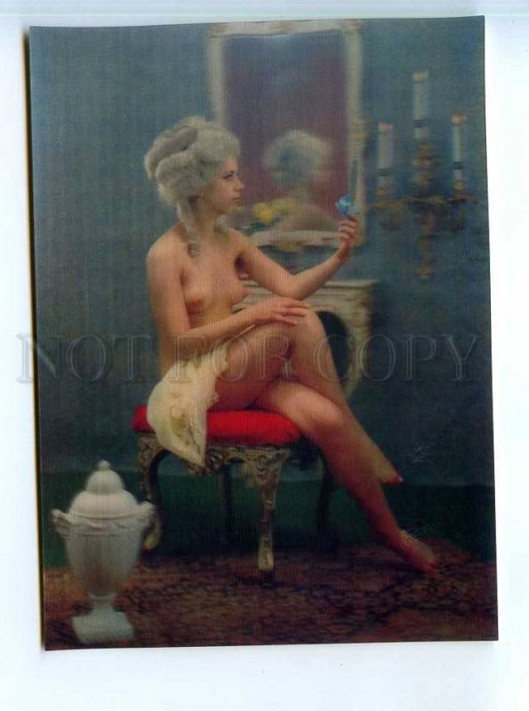 251651 PIN UP NUDE girl model OLD IMCO 3-D lenticular postcard