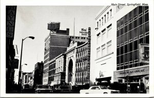 Vtg Springfield Massachusetts MA View of Main Street Black & White 1970 Postcard