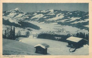 Mountaineering Austria Kirchberg looking on Hohe Salve refuge hut 1926 postcard