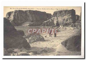 Presqu'ile de 39ile of Quiveron Old Postcard In the rocks of Port Bara beach ...