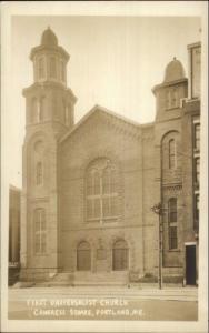 Portland ME Universalist Church c1920s-30s Real Photo Postcard