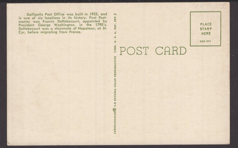 Ohio - Gallipolis Post Office was built in 1923 ~ Chrome