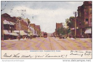 Kansas Kansas City Trolley On Minnesota Avenue 1909