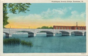 Kankakee IL, Illinois - Washington Avenue Bridge - pm 1941 - Linen