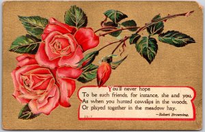 Flower Bouquet Red Roses Large Print ith Notes Greetings Wishes Card Postcard