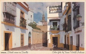 Postcard Street Scene Seville Spain Trans World Airlines