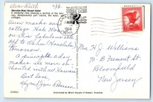 c1966 Lahaina Hawaii Vintage Postcard Sheraton Maui Resort Hotel Air View Posted
